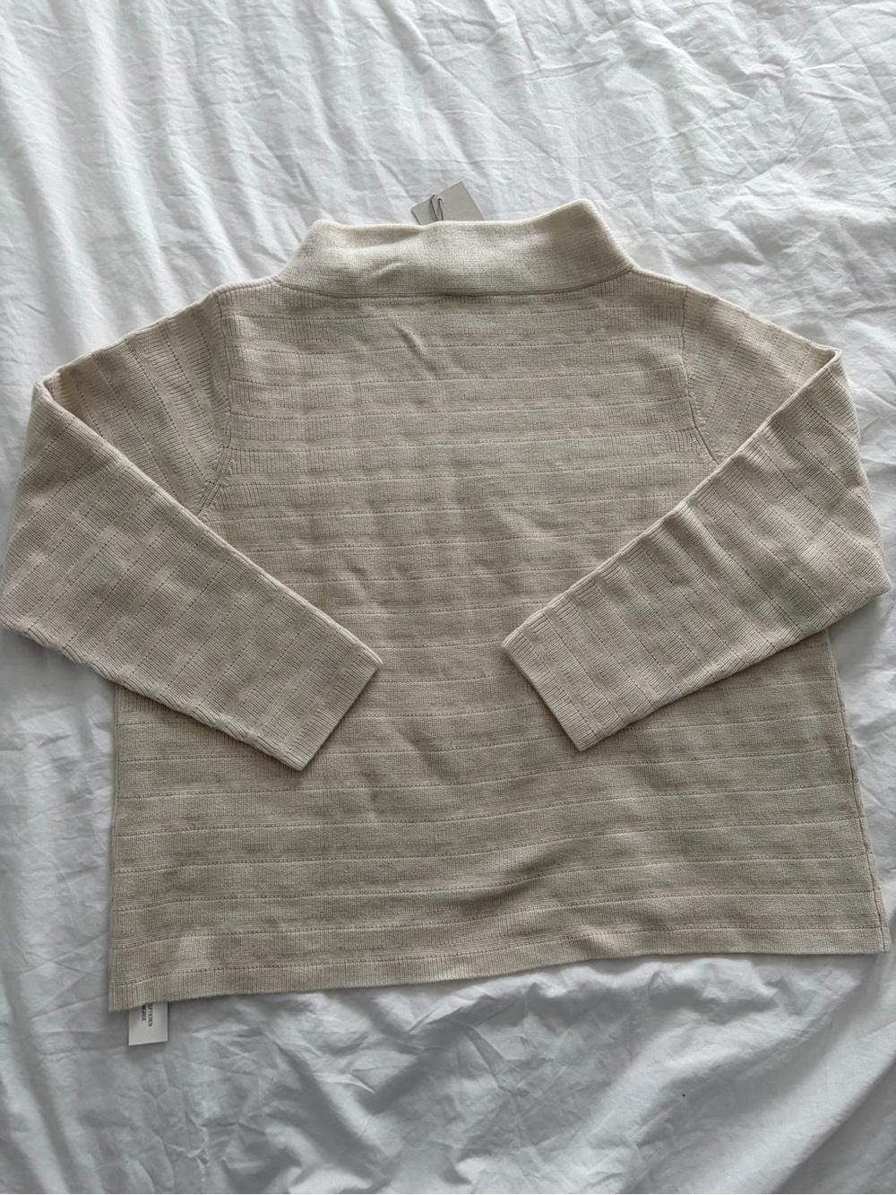 Poetry Women’s Quiet Luxury Mock Neck Knit Sweater Wool Cotton Blend Ecru US - Picture 10 of 10